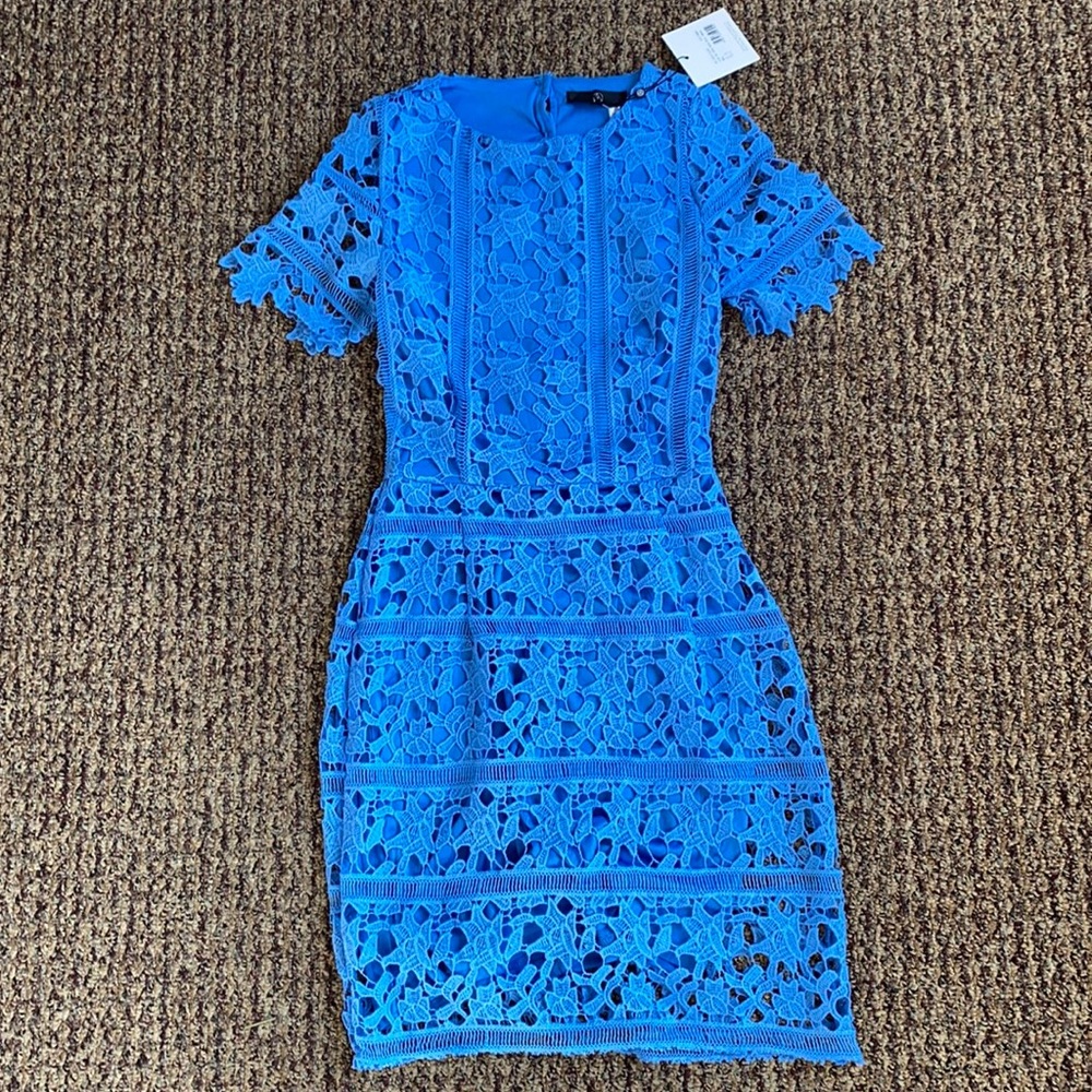 Lace open back mini dress